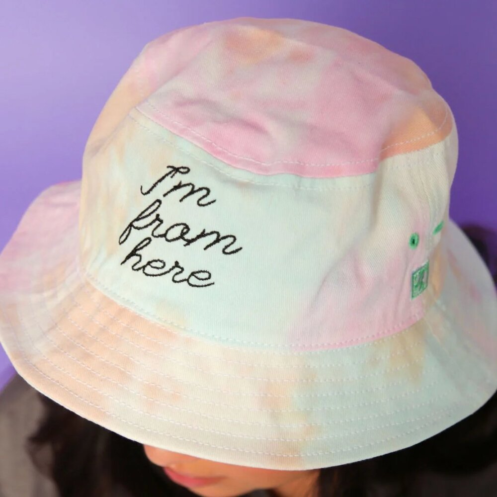 Rainbow Custom Tie Dye Asian American Girl Club Bucket Hat